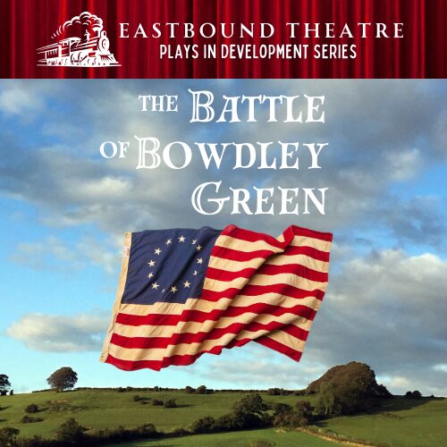 American Flag over a green field and blue sky background.